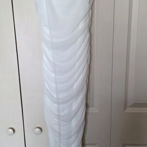 Elegant White Ruched Dress